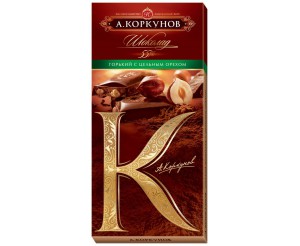 Горький шоколад Коркунов с лесным орехом 100г